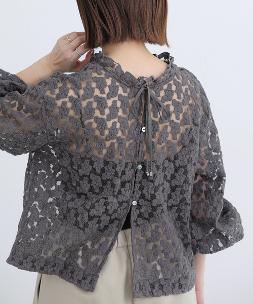IENA（イエナ） ブラウス シャツ フラワー刺繍レース2WAYブラウス