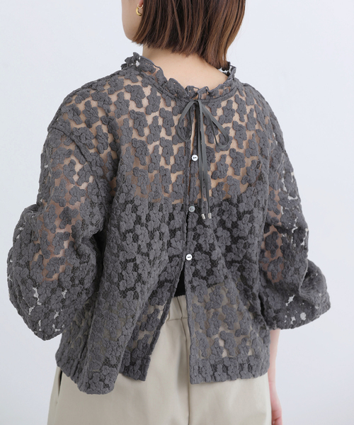 IENA（イエナ） ブラウス シャツ フラワー刺繍レース2WAYブラウス