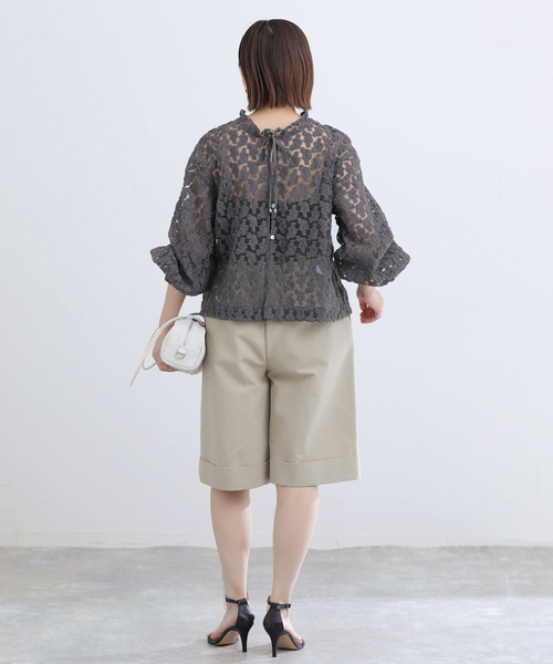 IENA（イエナ） ブラウス シャツ フラワー刺繍レース2WAYブラウス