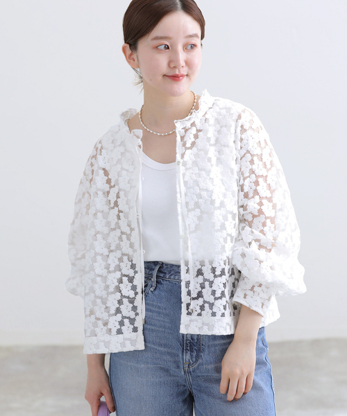 IENA（イエナ） ブラウス シャツ フラワー刺繍レース2WAYブラウス