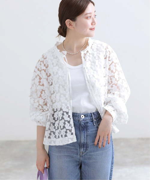 IENA（イエナ） ブラウス シャツ フラワー刺繍レース2WAYブラウス