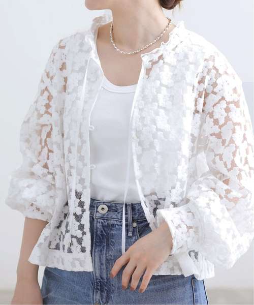IENA（イエナ） ブラウス シャツ フラワー刺繍レース2WAYブラウス