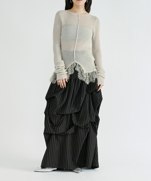 philme レース シアーニット ホワイト lace sheer knit | philme