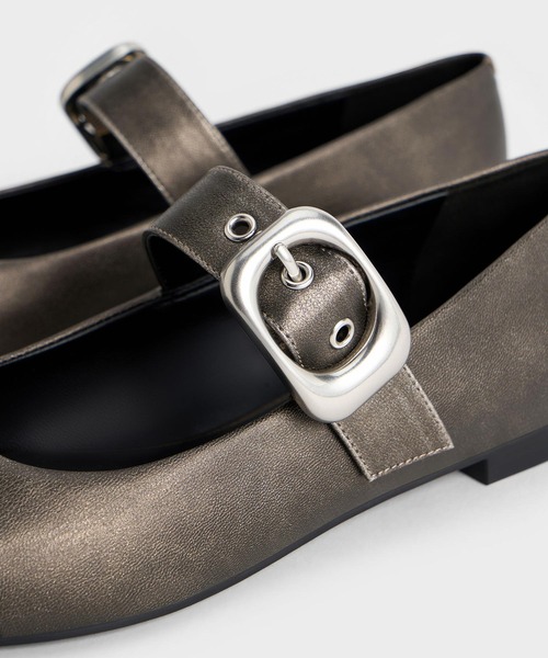 「CHARLES & KEITH」 フラットパンプス 25cm シルバー レディース_画像5