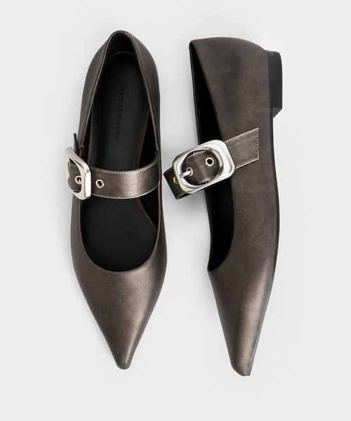 「CHARLES & KEITH」 フラットパンプス 25cm シルバー レディース_画像6