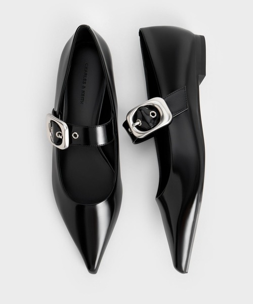 「CHARLES & KEITH」 フラットパンプス 25cm シルバー レディース_画像9