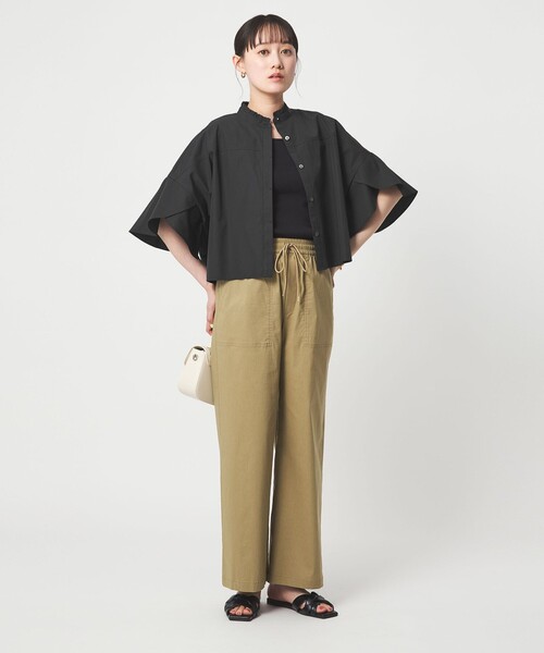 【S、タグ付き】アプワイザーリッシェ フレアスリーブブラウス（チャコールグレー） green label relaxing（グリーンレーベルリラクシング） ブラウス