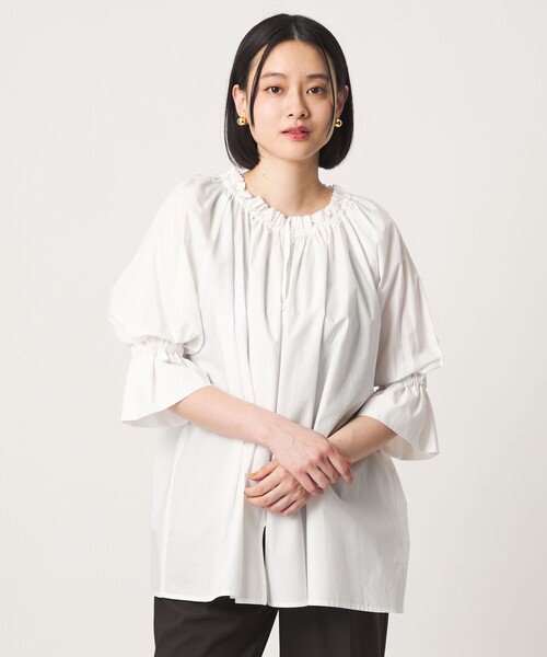 【BLACK】コットン ギャザーネック 2WAY シャツブラウス <A DAY IN THE LIFE> A DAY IN THE LIFE ブラウス シャツ コットン ギャザーネック 2WAY