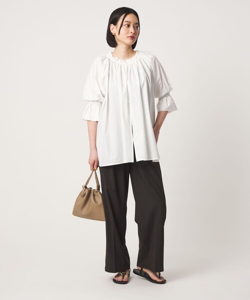【BLACK】コットン ギャザーネック 2WAY シャツブラウス <A DAY IN THE LIFE> A DAY IN THE LIFE ブラウス シャツ コットン ギャザーネック 2WAY