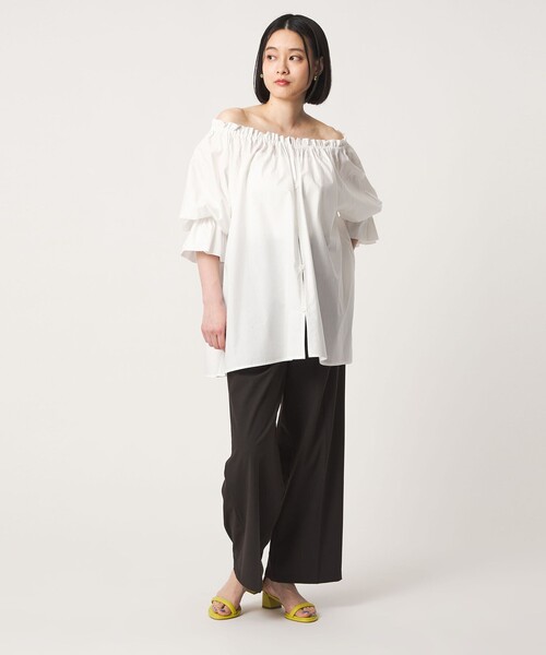 【BLACK】コットン ギャザーネック 2WAY シャツブラウス <A DAY IN THE LIFE> A DAY IN THE LIFE ブラウス シャツ コットン ギャザーネック 2WAY
