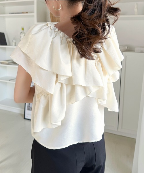 mily bilet ブラウス シャツ 夏 半袖 「mily bilet」ひらり、上品。甘 