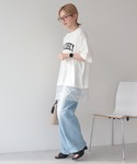 tシャツ 半袖 カレッジロゴレースドッキングT...の詳細画像2