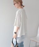 tシャツ 半袖 カレッジロゴレースドッキングT...の詳細画像4