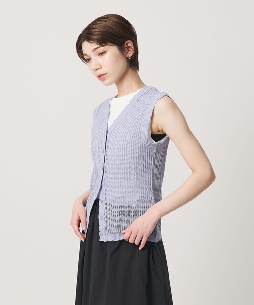 UNITED ARROWS ブラックニットベスト BEAUTY＆YOUTH UNITED ARROWS ベスト ジレ スカラップ Vネック
