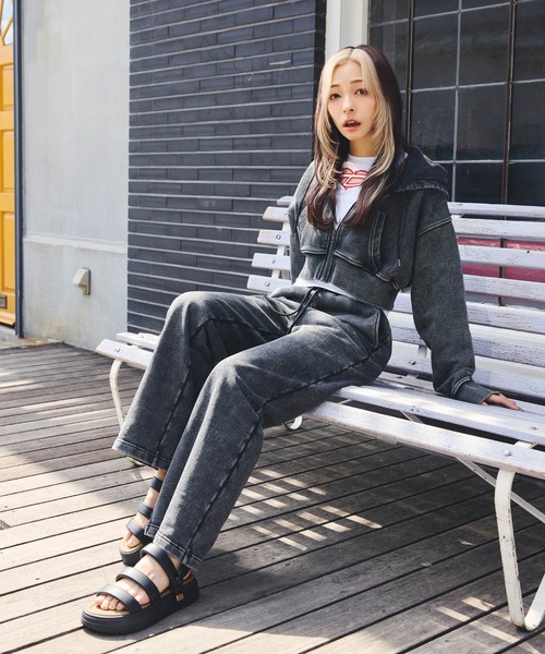 「DURAS」 スウェットパンツ MEDIUM ブラック レディース_画像2