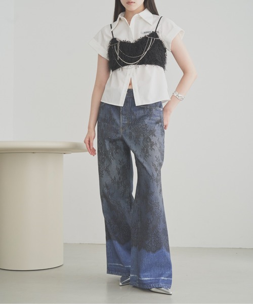 SOEMIN（ソミン） ワイドパンツ パンツ Lace denim print pants