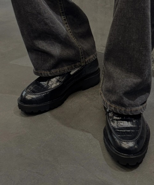 58万 新品 ブリオーニ クロコダイル レザー シューズ 革靴 9.5 黒 The Kenford Fineshoes ローファー NEW CLASSIC COIN LOAFERS BLACK