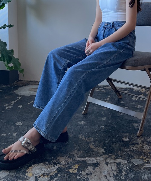 パンツ デニム ジーンズ Publux パブリュクス ハイウエストストレートデニムパンツ Zozotown Paypayモール店 通販 Paypayモール