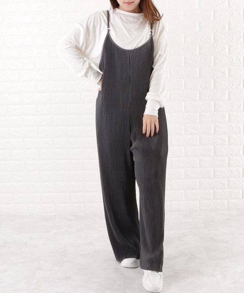 オールインワン サロペット ジーンズ ワイドパンツ 細ストラップ Lace Ladies サロペット オーバーオール 細ストラップ ワイド