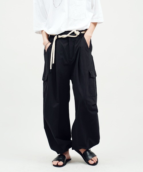 SAPEur M-65 カーゴパンツ XL 黒 美品 サプール リップストップ ワイドパンツ カーゴパンツ リップストップ ワイド M-65 タイプ
