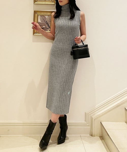 Julia Boutique ワンピース スリーブレスタートルネックロング