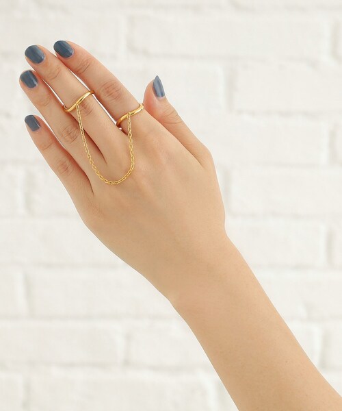 お値下げ！ ココシュニック　二連チェーン　ドレープリング　k10　ゴールド COCOSHNIK（ココシュニック） 指輪 リング シルバー ドレープチェーン