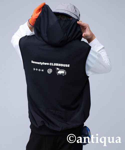 antiqua（アンティカ） ベスト ジレ 「STCH」フーディーロゴベスト