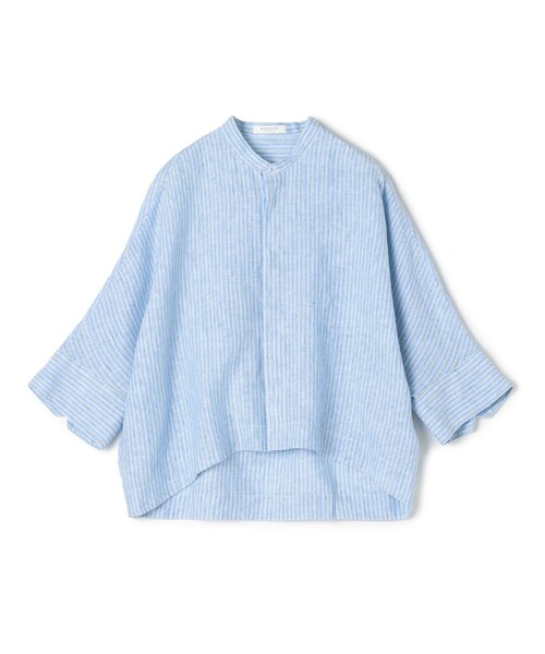 Chachamama MACPHEE リネンシャーティングクロップドシャツ MACPHEE ブラウス シャツ リネンシャーティング クロップド