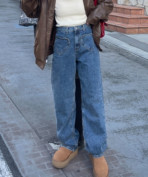 RiLi ジーンズ デニム デニムパンツ ハートポケットデニムパンツ