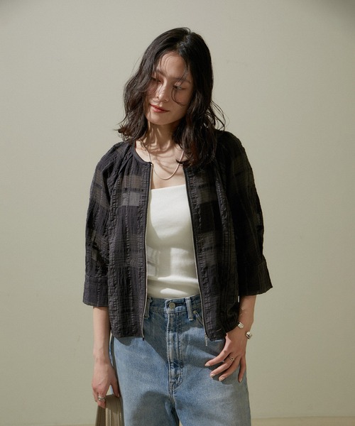SALON adam et rope' ブルゾン アウター ハーフスリーブシアー