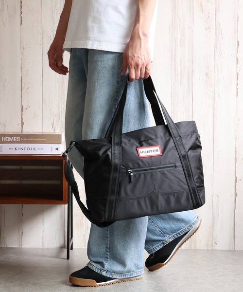 【新品】★HUNTER★ NYLON TOP CLIP TOTE MEDIUM Hunter Women's Nylon Top Clip Tote Shoulder Bag Medium Black