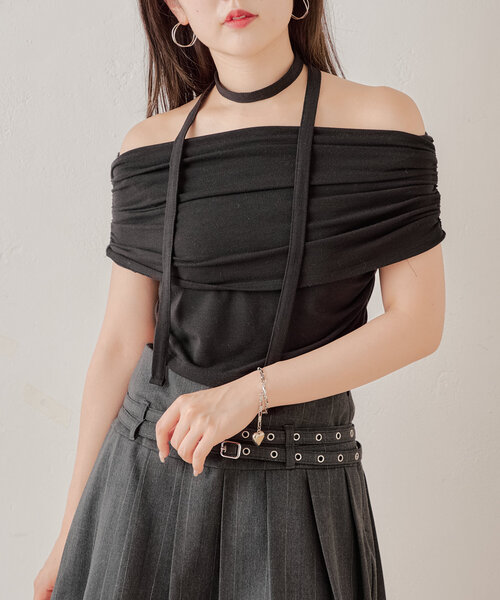d.i.a. Tシャツ 黒 ヒョウ柄 チェーン チョーカー スペード