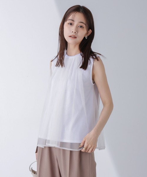 tシャツ NANOFINE強撚コットンノースリーブトップス レディース NANO universe｜NANOFINE強撚コットンノースリーブトップス