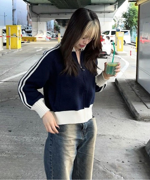 Chick カーディガン SIDE LINE FULL-ZIP CARDIGAN / サイド