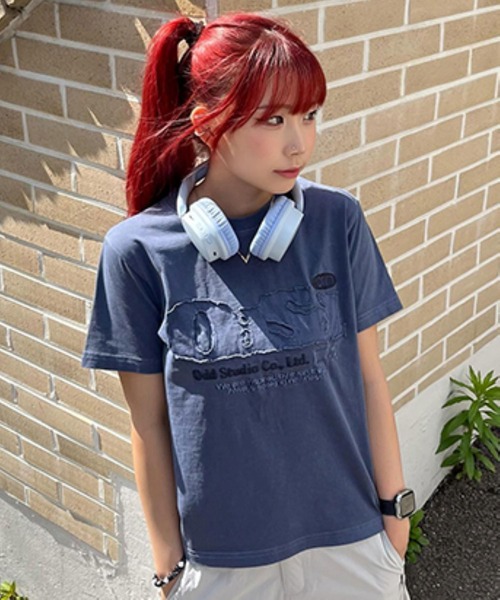 ODD STUDIO tシャツ PIGMENT DUSTY OVER FIT TEE レディース