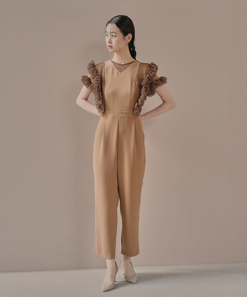 kaene オールインワン チュールフリルパンツドレス レディース