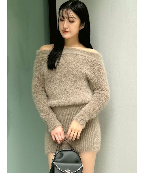 GYDA ワンピース オフショルデザインシャギーニットワンピース