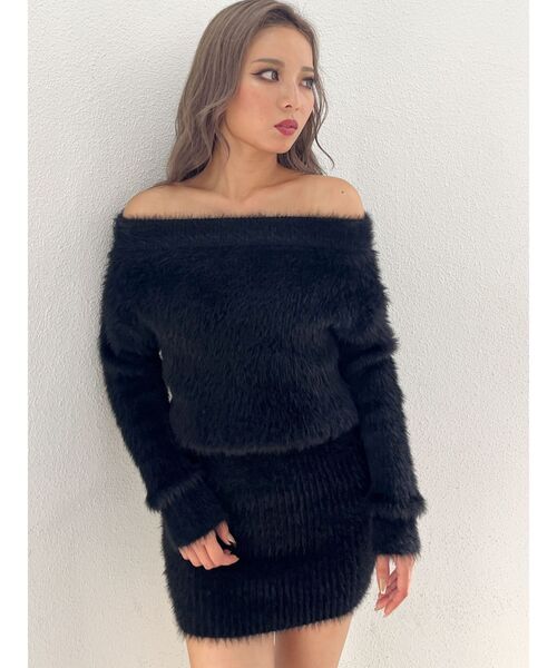 GYDA ワンピース オフショルデザインシャギーニットワンピース