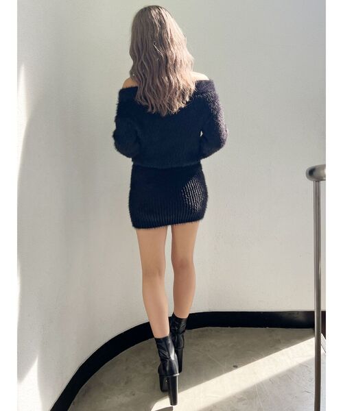 GYDA ワンピース オフショルデザインシャギーニットワンピース