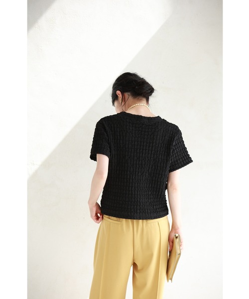 tシャツ （黒）ぽこぽこテクスチャーの柔らかプルオーバートップス レディース cawaii tシャツ （黒）ぽこぽこテクスチャーの柔らかプル