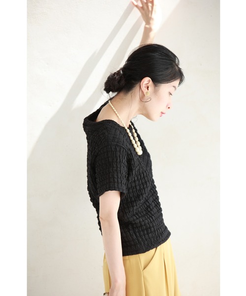 tシャツ （黒）ぽこぽこテクスチャーの柔らかプルオーバートップス レディース cawaii tシャツ （黒）ぽこぽこテクスチャーの柔らかプル