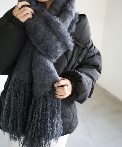 新品 enchar エンチャール　ボアボリュームショールマフラー【モカ】 新品 enchar エンチャール ボアボリュームショールマフラー【モカ】