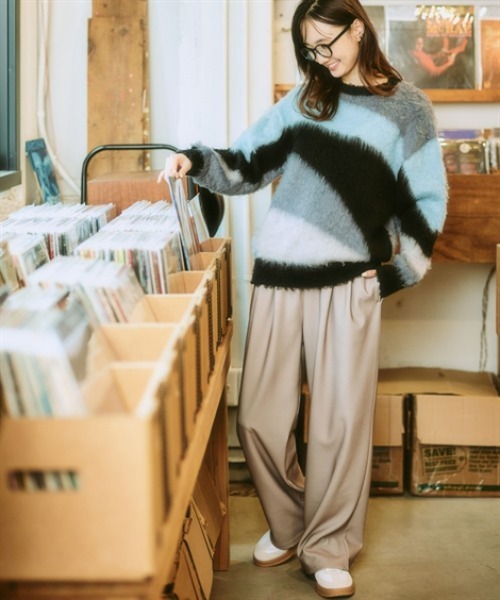 ニッセン（nissen） ニット セーター カラーブロックシャギー起毛