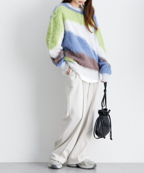 ニッセン（nissen） ニット セーター カラーブロックシャギー起毛