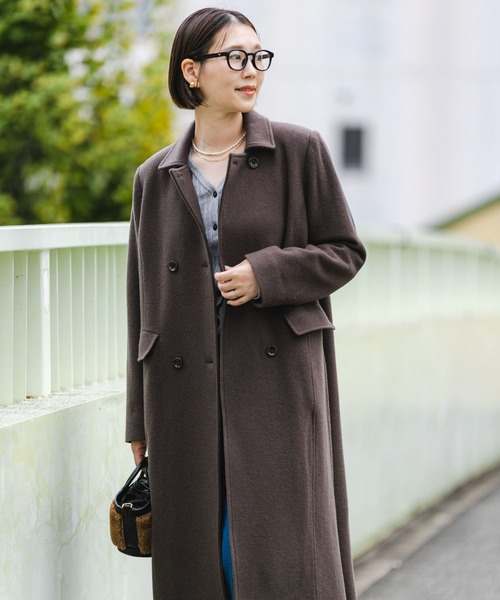 赤いダブルブレストロングコート ダブルブレストロングコート｜ジュエティ（jouetie