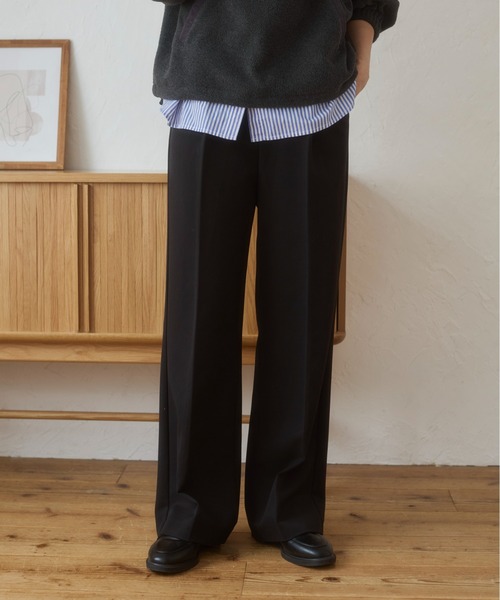ANGIE スラックス パンツ 「3サイズ展開」ハイウエスト センタープレス