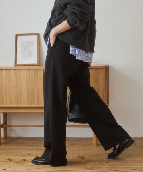 ANGIE スラックス パンツ 「3サイズ展開」ハイウエスト センタープレス