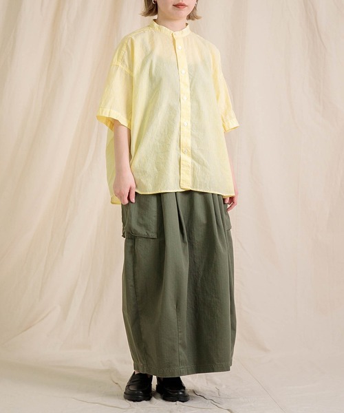 美品♡ プリット コットンリネン　スタンドカラー　シャツ　ブラウス　羽織り prit ブラウス シャツ 「prit」 コットンリネンバレストライプ 5