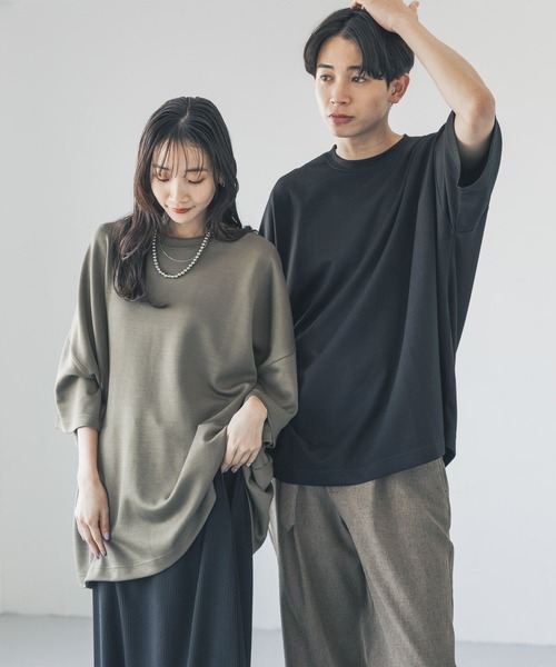 Plantation✨グレー ペプラム 半袖Tシャツ　ドルマンスリーブ　M LOWRYS FARM tシャツ TRPUドルマンTシャツSS 325603