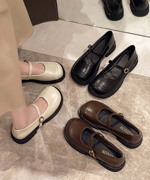 shoes365 ローファー 「shoes 365」メリージェーンスクエアトゥ